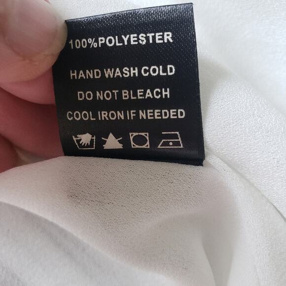 Asher by Fab'rik Zurich Tulip Sleeve Ruffled High Low Wrap Striped Dress Medium - Picture 12 of 12